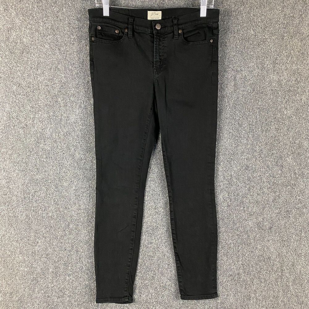 J Crew‎ Jeans Women's 29 Black Denim Toothpick Cotton Blend Adults